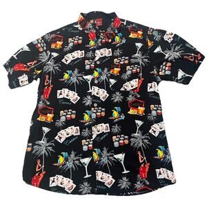 Junction West Casino Shirt Men XL Black Rayon